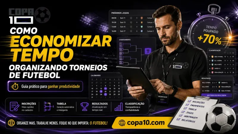 Como economizar tempo organizando torneios de futebol: organizador usando o Copa10 para gerar tabela, publicar resultados e atualizar a classificação online